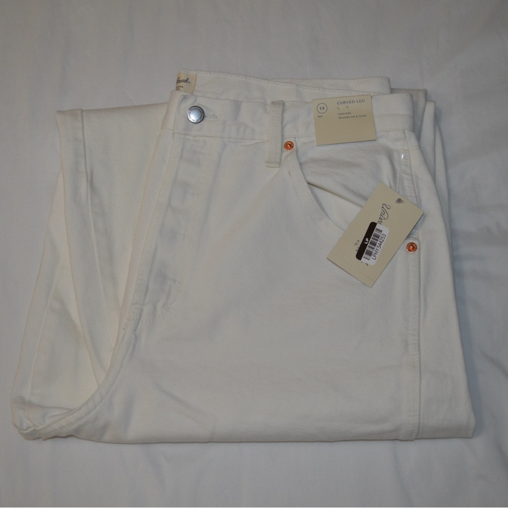 Universal Thread High-Rise Curved Leg Barrel Jeans - White 14
